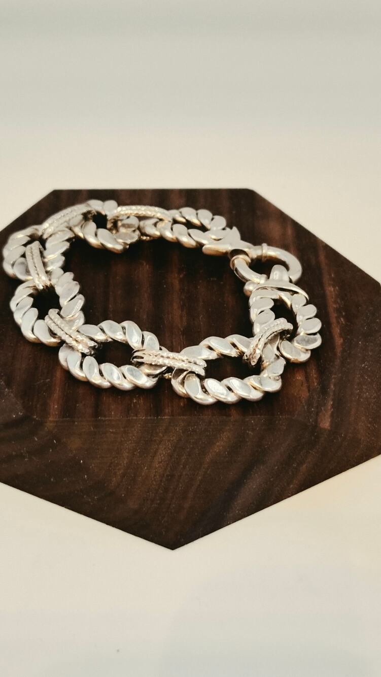 Milor Italy Sterling Silver Link Bracelet 925 Chunky 19.15g 7.25in